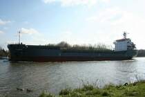 Frachtschiff CLARA (IMO 9306421,Bj.2006) l�uft unter Flagge von Antigua and Barbuda am 19.4.2008 bei Rendsburg