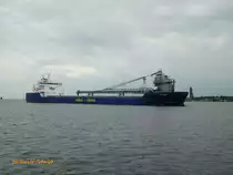 FITNES (IMO 9490105) am 24.6.2013, Kieler Förde Höhe Laboe  / 
Selbstlöschender Massengutfrachter / BRZ 20.234 / Lüa 175,6 m, B 26 m, Tg 10,81 m / 1 Diesel, Caterpillar MaK 8M43C, 7.395 kW (9917 PS), 1 Verstell-Propeller, 15 kn / gebaut 2010 bei Sietas, HH-Neuenfelde / Heimathafen: St. Johns, Flagge: Antigua & Barbuda / Techn. Manager:  HJH Shipmanagement, Cadenberge,  Charterer + Miteigner: Mibau-Gruppe /
