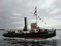 WOLTMANN am 19.6.2012, Kieler Förde /

Dampfschlepper / Lüa 22,24 m, B 5,54 m, Tg 2,8 m / 1 Zweifachexpansionsmaschine 177 kW (240 PS), 1 Propeller  / gebaut 1904 bei Gebr. Sachsenberg, Roßlau a.d. Elbe / Eigner: Schleppdampfer Woltman e.V., Heimathafen: Hamburg, Museumshafen Övelgönne /
