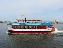 Fahrgastschiff  Schnatermann   am 30.08.2017 im Hafen von Rostock-Warnemünde. 