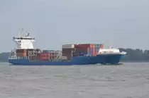 Fenja  Feederschiff,  IMO: 9287716, L�nge 137,50 m,  Breite 22 m, TEU 822.  Maschinenleistung 8510 kw. Am 29.09.17 auslaufend bei Wedel. 