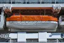 Rettungsboot Nr. 3 des Kreuzfahrtschiffes  Viking Sun . (Aalborg, Juni 2018)