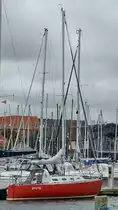 Das Boot  Salka Valka Ega  im Hafen von Aalborg Anfang Juni 2018.