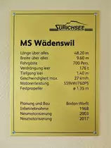 Technische Daten an Bord des MS WÄDENSWIL - 12.07.2018