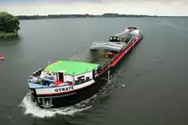 GMS Otrate (04403460 , 80 x 9,50m) am 24.08.2018 im Plauer See / EHK kurz vor dem Unterqueren der Seegartenbrücke auf dem Weg nach Bremerhaven ?