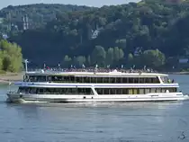 Das Fahrgastschiff  Rheinprinzessin  (08040009) Mitte August 2018 auf dem Rhein zwischen Remagen und Unkel.