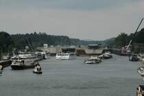 Blick auf den Elbe-Havelkanal und die Schleuse Wusterwitz von Ost nach West am 01.10.2018 nach der 4-Wöchigen Sperrung. Reges Treiben herrschte an diesem Nachmittag.  