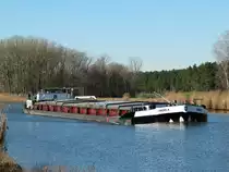 GMS Andrea (04000200 , 85 x 9,50m) am 15.02.2019 im Elbe-Havelkanal zw. Kader Schleuse und der Schleuse Wusterwitz auf Bergfahrt.