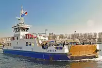 Fähre TRAVEMÜNDE auf dem Weg vom Priwall zur Travemünder Seite. Aufnahme vom 24.2.2019