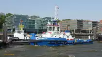 BUGSIER 12 (3) (IMO 9808247) am 23.4.2019, Hamburg, Elbe, Schlepperponton Neumühlen /
In den Farben der Fairplay Towage, da sie als FAIRPLAY XVIII  in Stettin im Einsatz war /
ASD-Schlepper,  (Azimuth Stern Drive), offshore-, salvage-, and firefighting-services Tug, für Tiefsee-, Küsten- und Hafen-Schleppdienste  /  BRZ 491 / Lüa 32 m, B 12,5 m, Tg 6 m / 2 Diesel, ABC Typ 12 DZC 1000-168-A, ges. 5.000 kW (6.800 PS), 2x Schottel SRP 4000 CP, 14 kn, Pfahlzug 86 t, max. 88,6 t  / gebaut bei Bogazici-Werft in Istanbul, Indienststellung  1.8.2017  /
