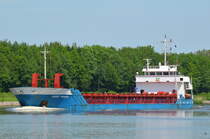 Die Evert Prahm IMO-Nummer:9138757 Flagge:Deutschland Länge:78.0m Breite:12.0m Baujahr:1996 Bauwerft:Kötter Werft GmbH,Haren an der Ems Deutschland auf dem Nord-Ostsee-Kanal bei Fischerhütte am 02.06.19