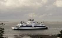 MS Schleswig-Holstein der Wyker Dampfschiffahrts-Reederei Föhr-Amrum (Neptun-Werft, Indienststellung 20.12.2011, 75,88 x 16,40 m, Tiefgang 1,85 m, 3.202 GT, 12 kn, 2160 kW) am 08.07.2019 in Wittdün/Amrum