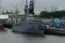 A 50 ALSTER am 14.7.2019, Hamburg im Reiherstieg bei der Lürssen-Norderwerft /
Flottendienstboot Klasse 423 (Oste-Klasse) / Lüa 83,5 m, B 14,6 m, Tg max. 6,4 m / 1 Deutz-Diesel, 6.600 kW (8.980 PS), 20 kn / Indienst: 1989 / Heimathafen: Eckernförde /
