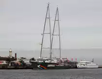 Am Vormittag des 15.09.2019 lag die Rainbow Warrior von Greenpeace in Warnemünde da hinter lag noch das Fahrgastschiff Baltica 