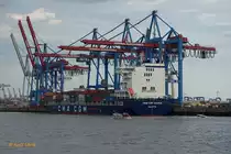 CMA CGM LOUGA (IMO 9745550) am 14.8.2019, Hamburg, Elbe, Terminal Burchardkai, Stromliegeplatz Athabaskakai / 
Feederschiff / BRZ 29.316 / Lüa 195,1 m, B 32,2 m, Tg 11,5 m / 1 Diesel, MAN B&W 6G60ME-C9.5, 16.800 kW (22.842 PS), 20,2 kn / 2.487 TEU, davon 710 Reeferplätze / gebaut 2018 in China / Flagge: Malta /
