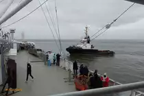 WULF 9 (IMO 8714243) am 17.4.2019 in Cuxhaven als Assistenzschlepper in Bereitschaft zum Ablegen der CAP SAN DIEGO /
Ex-Namen: VELOX bis 2002, SIRI bis10.2011, SV SIRI bis 11.2012, SIRI bis 01.2014 /
Schlepper / BRZ 429 / Lüa 33,1 m, B 10 m, Tg 5 m / 2 Diesel, MAK 8M332, ges. 3200 kW (4352 PS), Pfahlzug 54 t / gebaut 1988 bei Båtservice Verft A/S, Mandal, Norwegen / Eigner: Otto Wulf GmbH & Co. KG;, Cuxhaven, Heimathafen: Cuxhaven /
