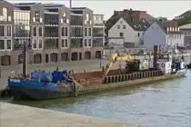 Baggerschiff „IBIS lll“ (ENI 02208330) L 50,83 m; B 7,48 m; Tonnage 319 t; Gebaut 1949 von der Bauwerft: Scheepsbouw Unie in Groningen, Flagge NL, liegt im Alten Vorhafen von Bremerhaven am Kai. 17.09.2019 (Hans)