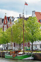 Besan-Ewer MATHILDE am 04.05.2020 in Lübeck, an der Untertrave