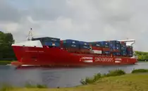 CONTAINERSHIPS AURORA,  Feederschiff, Baujahr: 2006, IMO: 9336244, TEU 850, Länge: 155.15 m, 
Breite: 22.00 m, Geschwindigkeit: 20.00 kn, 06.06.2020 bei Sehestedt auf dem NOC Richtung Kiel.
