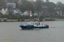 WS 31 (ENI 04810150) (H 3431) am 11.11.2020. Hamburg, Elbe Höhe Övelgönne /
Schweres Hafenstreifenboot der Wasserschutzpolizei Hamburg / Lüa 17,65 m, B 4,9 m, Tg 1,61 m / 1 Diesel, MAN, 420 kW (571 PS) / gebaut 2002 bei Barthel Werft, Derben, Sachsen Anhalt /
