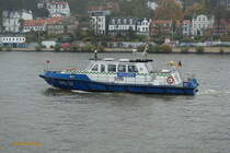 WS 31 (ENI 04810150) (H 3431) am 11.11.2020. Hamburg, Elbe Höhe Övelgönne /
Schweres Hafenstreifenboot der Wasserschutzpolizei Hamburg / Lüa 17,65 m, B 4,9 m, Tg 1,61 m / 1 Diesel, MAN, 420 kW (571 PS) / gebaut 2002 bei Barthel Werft, Derben, Sachsen Anhalt /
