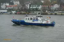 WS 31 (ENI 04810150) (H 3431) am 11.11.2020. Hamburg, Elbe Höhe Övelgönne /
Schweres Hafenstreifenboot der Wasserschutzpolizei Hamburg / Lüa 17,65 m, B 4,9 m, Tg 1,61 m / 1 Diesel, MAN, 420 kW (571 PS) / gebaut 2002 bei Barthel Werft, Derben, Sachsen Anhalt /
