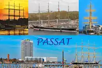 Fotocollage  Viermastbark PASSAT  im Hafen von Lübeck-Travemünde. Aufnahmen zwischen 2016 und 2020