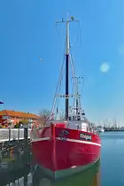 EINIGKEIT am 20.04.2021 in Heiligenhafen (Ostsee). Das Fahrzeug wird u.a. für Hochsee-Angelfahrten eingesetzt.