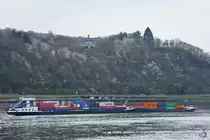 Anfang April 2021 war auf dem Rhein bei Remagen das Gütermotorschiff ARIZONA (ENI: 07001635) zu sehen.