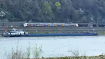 Das Gütermotorschiff MARIE (ENI: 02324012) war Anfang April 2021 auf dem Rhein bei Unkel zu sehen.