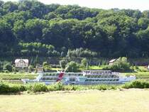 Das Motorschiff August der Starke ist am 21.08.08 Elbaufwrts unterwegs.