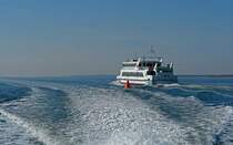 Die Fhre nach Schaprode auf dem Vitter Bodden, Mrz 2008