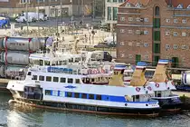 SFK-Fähre HEIKENDORF (IMO 8308733) am 08.02.2023 im Hafen von Kiel