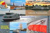 Fahrgastschiffe HANSA, HANSE und HERMES in Lübeck  bzw. bei Lübeck-Travemünde (verschiedene Aufnahmedaten). Von Lübeck-Travemünde aus gibt es zurzeit die Möglichkeit, auf dem  Fahrgastschiff HANSE eine  charmante Stunde  zu erleben. Es geht entweder in Richtung Stülper Huk, wo  Alt-Travemünde  einst gewesen ist. Oder in die Pötenitzer Wiek, wo u.a. die sogenannte  Seeschwalbeninsel  angesteuert wird. Der Außenanlage der Schleswig-Holsteinischen Seemannsschule kommt man ebenfalls sehr nah und erhält zudem vom Kapitän viele weitere Informationen zum Fahrtgebiet. Dazu zählt auch der Skandinavienkai, wo oftmals  große Pötte  liegen und zu bestaunen sind. Ab April 2023 verkehren die Fahrzeuge der Hanseschifffahrt dann auch wieder zwischen Lübeck und Lübeck-Travemünde. Ein wunderbares Erlebnis von rund 90 Minuten Dauer.