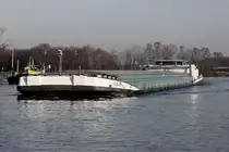 GMS LEHAR (ENI:05115700) L.85 m B.9,60 m T 1774 Flagge Niederlande auf dem DEK am 15.02.2023 zu Berg am Dattelner Meer.