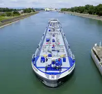 TMS Thunersee, bei der Einfahrt in die große Schleusenkammer Vogelgrün/Elsaß, Mai 2025