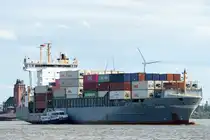 Die BJORG IMO-Nummer:9231834 Flagge:Antigua und Barbuda Länge:133.0m Breite:22.0m Baujahr:2001 Bauwerft:Sietas,Hamburg Deutschland beim auslaufen aus Hamburg vor Teufelsbrück aufgenommen am 31.08.25