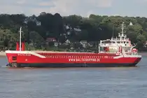 Frachtschiff BALTIC WAVE; Eigner/Betreiber: Baltic Shipping; Aufnahmeort: Elbe/Hafen Hamburg, Deutschland; Datum: 19.07.2025; Info: (IMO 9969508). Das Bild  zeigt die Ostseewelle auf Höhe Bubendey Ufer.