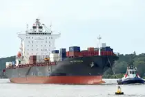 Die CMA CGM CHIWAN IMO-Nummer:9224312 Flagge:Bahamas Länge:260.0m Breite:32.0m Baujahr:2001 Bauwerft:Samsung Heavy Industries,Geoje Südkorea einlaufend nach Hamburg vor Finkenwerder aufgenommen am 20.09.25