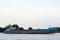 Die WILSON TWISTEDEN IMO-Nummer:9195468 Flagge:Barbados Länge:88.0 m Breite:12.0m Baujahr:2002 Bauwerft:Bodewes Shipyard,Hoogezand Niederlande am 20.09.25 auslaufend aus Hamburg vor Teufelsbrück.