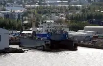 Das 81m lange Fangschiff VENUS NS 150 am 29.05.25 in Akureyri in der Werft.