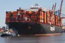 Containerfrachtschiff ALULA EXPRESS; Eigner/Betreiber: Hapag-Lloyd; Aufnahmeort: Elbe/Hafen Hamburg, Deutschland; Datum: 01.07.2025; Info: (IMO 9525883 / MMSI 636093172). Das Bild zeigt die ALULA EXPRESS am Containerterminal Burchardkai.