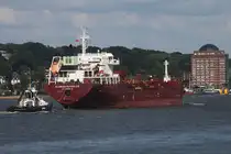 Tankschiff SLOMAN HERAKLES (IMO 9466726); Eigner/Betreiber: Sloman; Datum: 19.07.2025; Aufnahmeort: Elbe/Hafen Hamburg, Deutschland. Das Bild zeigt die SLOMAN HERAKLES beim Einlaufen vom Bubendey Ufer aus in Richtung Neumühlen betrachtet.