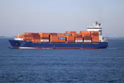 Das Container Schiff ELBMOON(IMO: 9359258)auf dem Seeweg von Hamburg nach Klaipeda aufgenommen zwischen Puttgarden und R�dby.24.05.2026